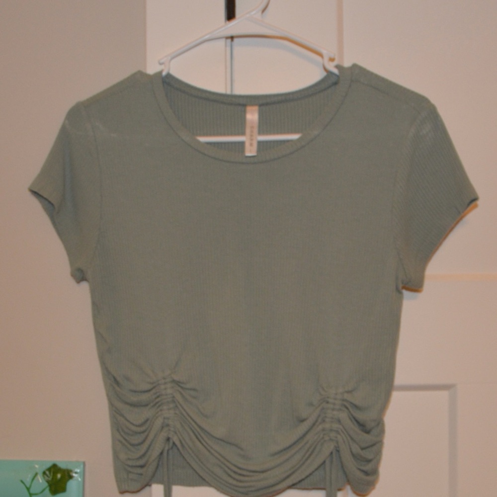 Sage Green Ruched Crop Top